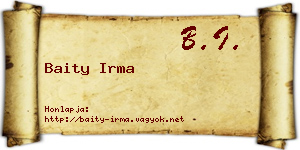 Baity Irma névjegykártya